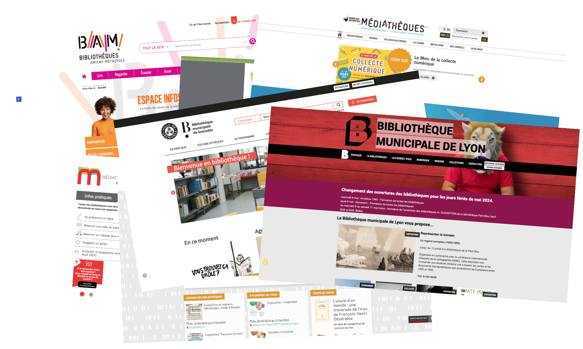 Les pages d'accueil extraites de six portails de bibliothèques publiques ont une structure très similaire.